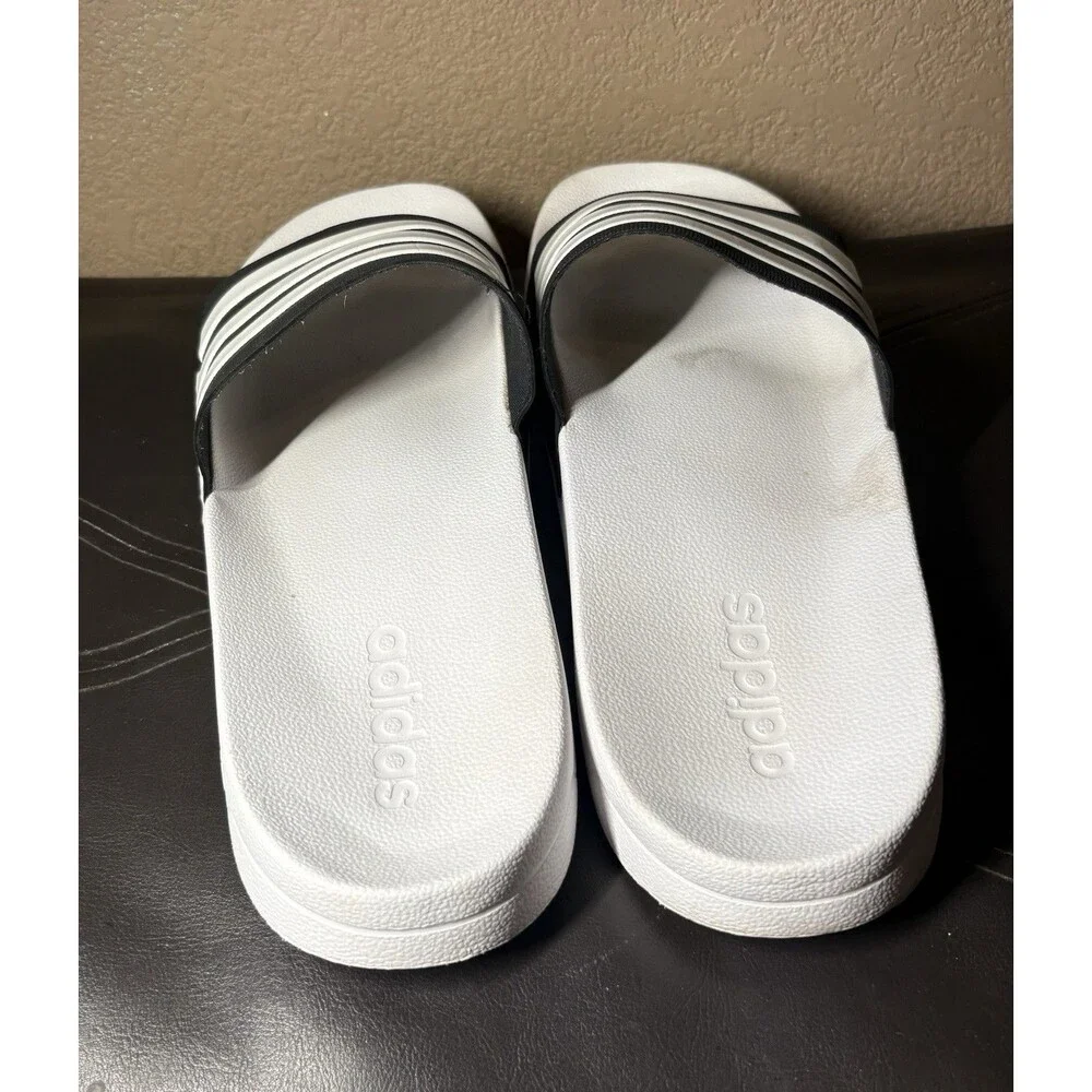 Adidas Men’s Adilette Shower Slides White/Black Size 14